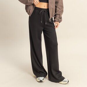 Flowy Knit Drawstring Pants | BLACK